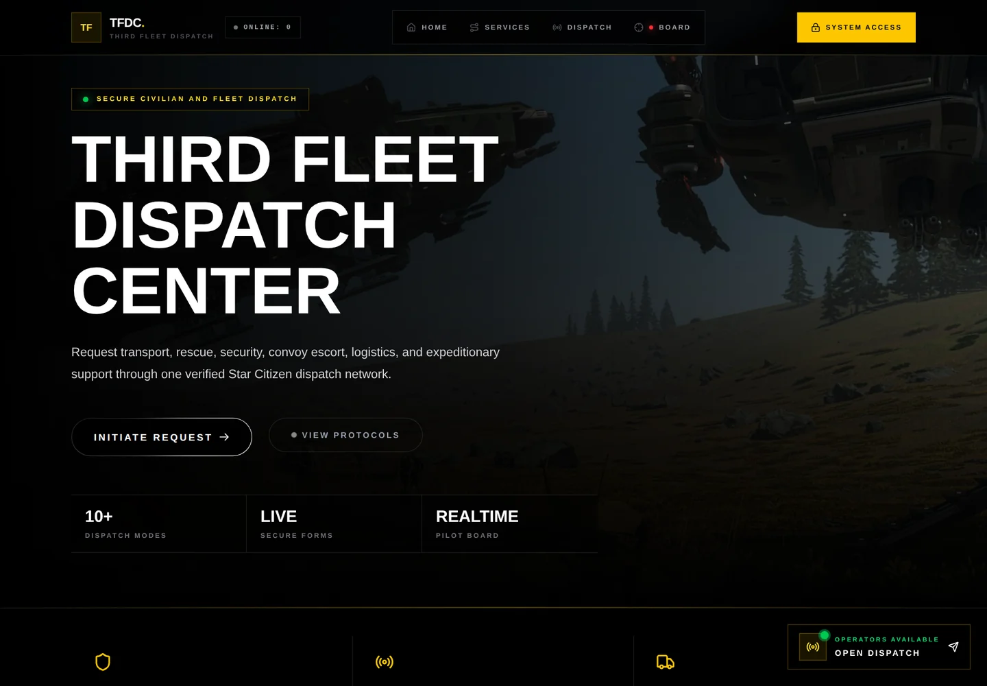 NoirTravel / Dispatch — Third Fleet Dispatch Center’s public homepage.